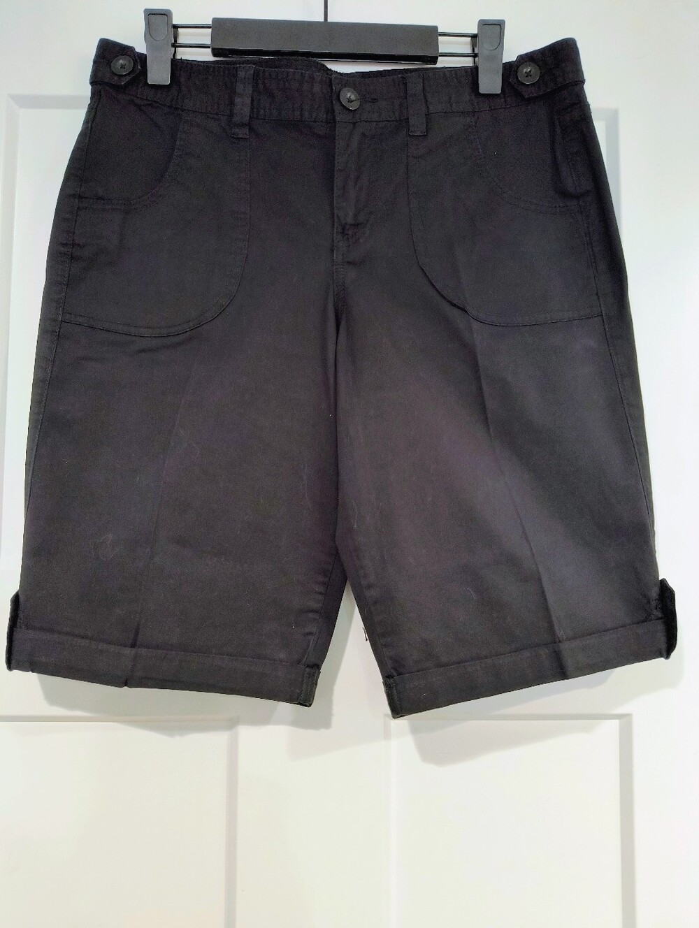 Calvin Klein Jeans Black Bermuda Shorts with Cuffed Hem
